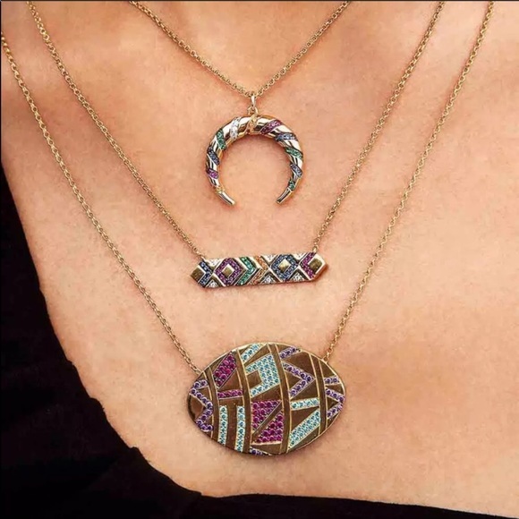 Boho Stripe Rhinestone Necklace - Picture 1 of 4